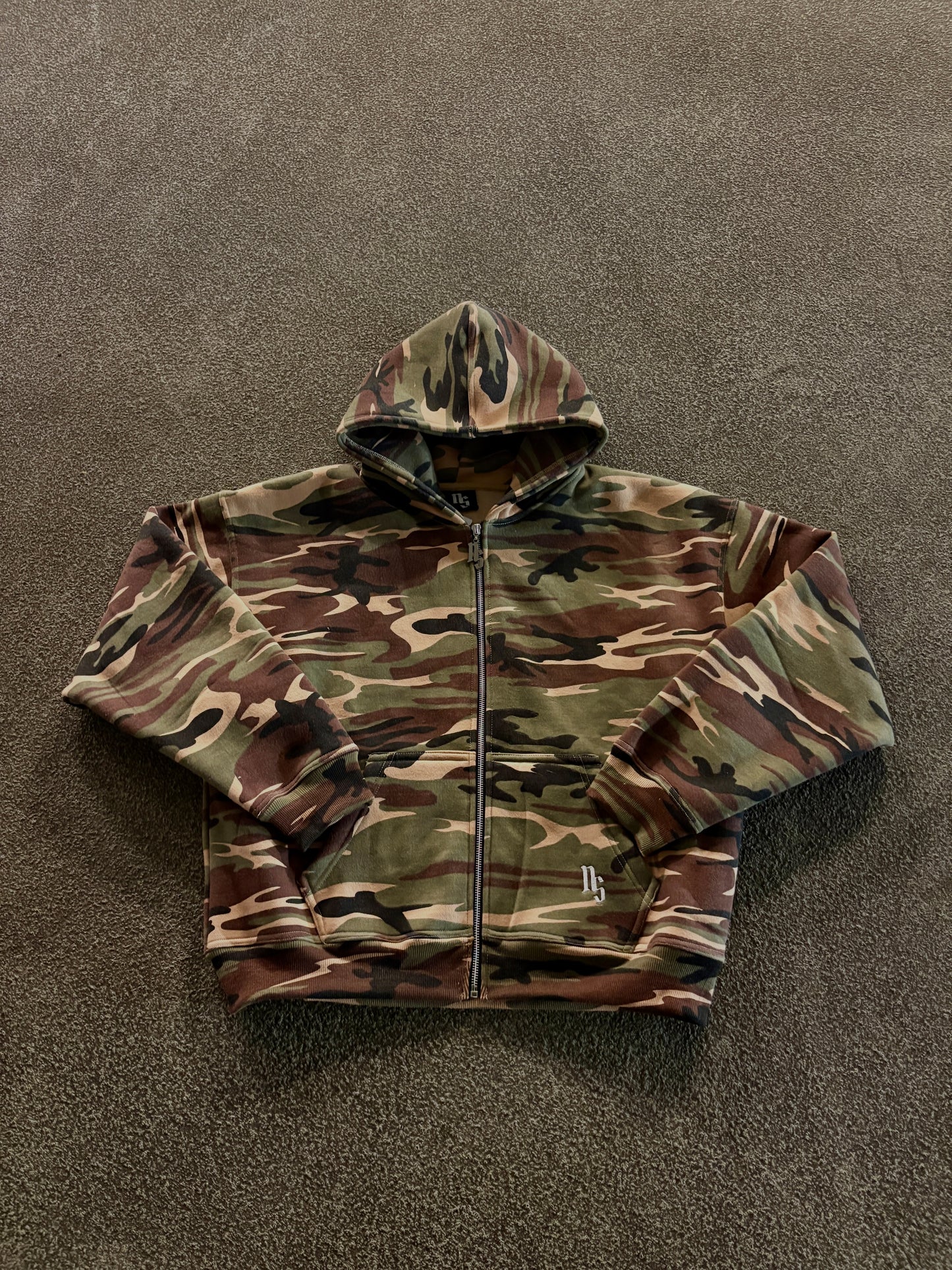 'GREEN CAMO' ZIP UP HOODIE
