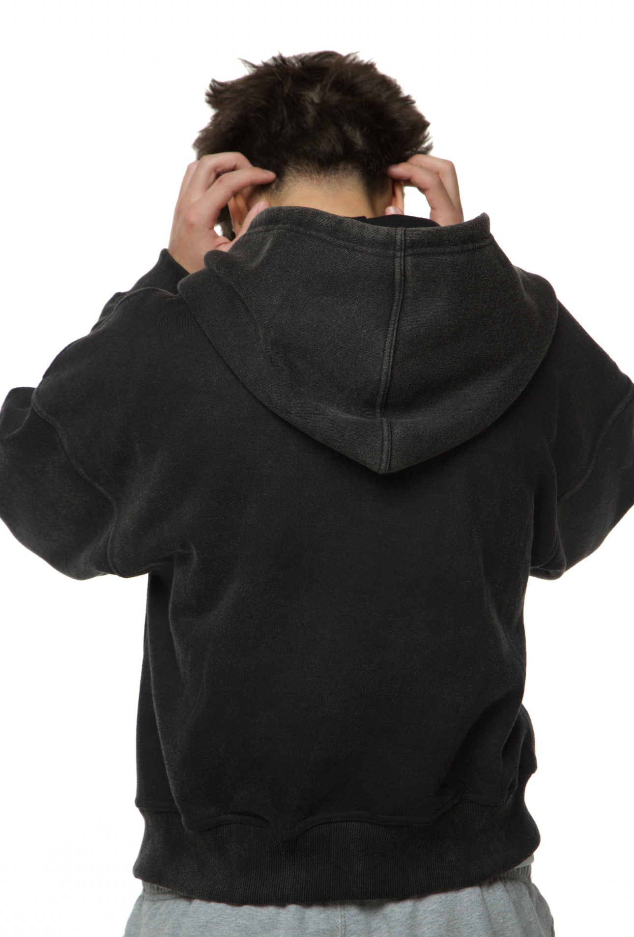 Washed Black Zip Hoodie - 500GSM