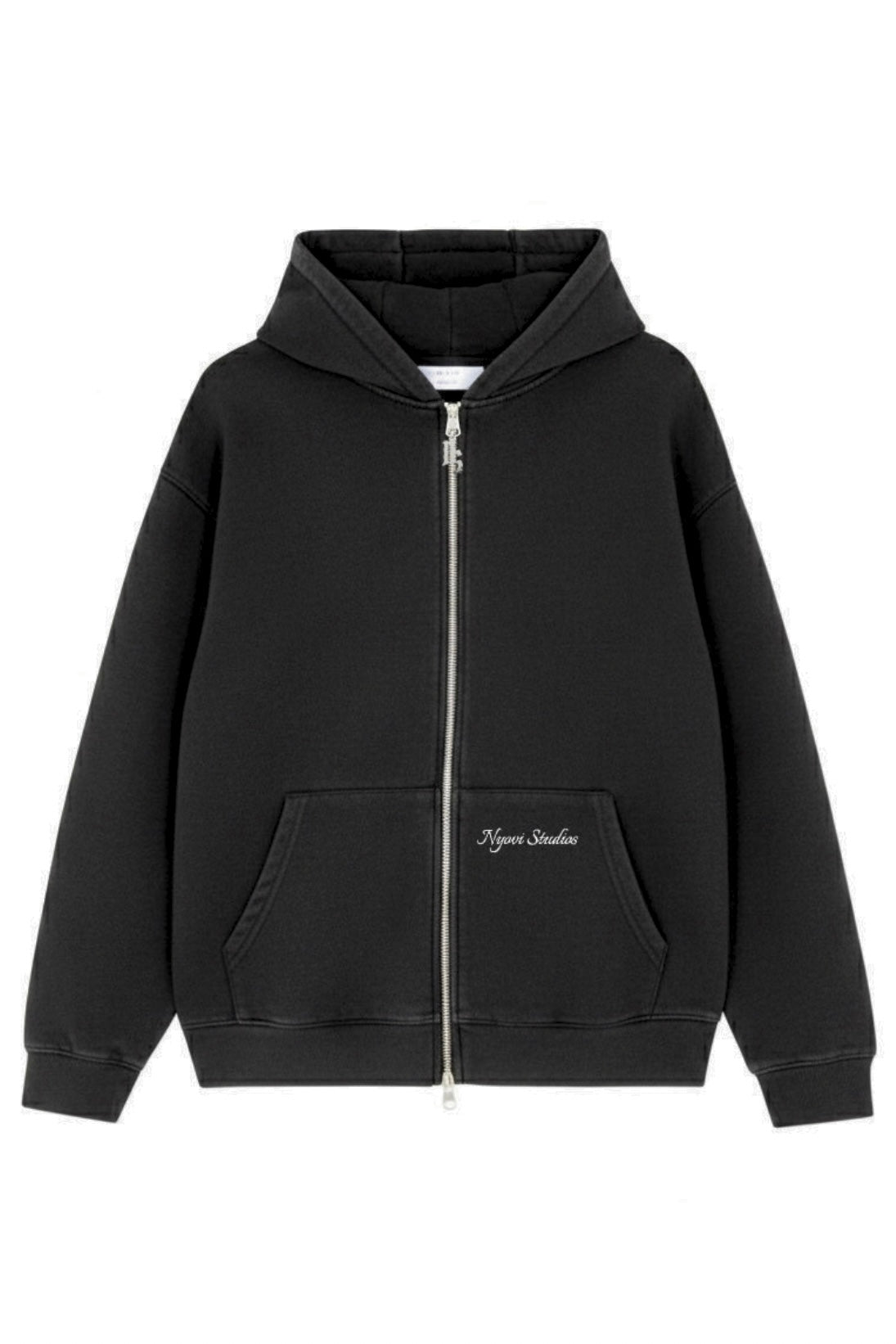 Washed Black Zip Hoodie - 500GSM