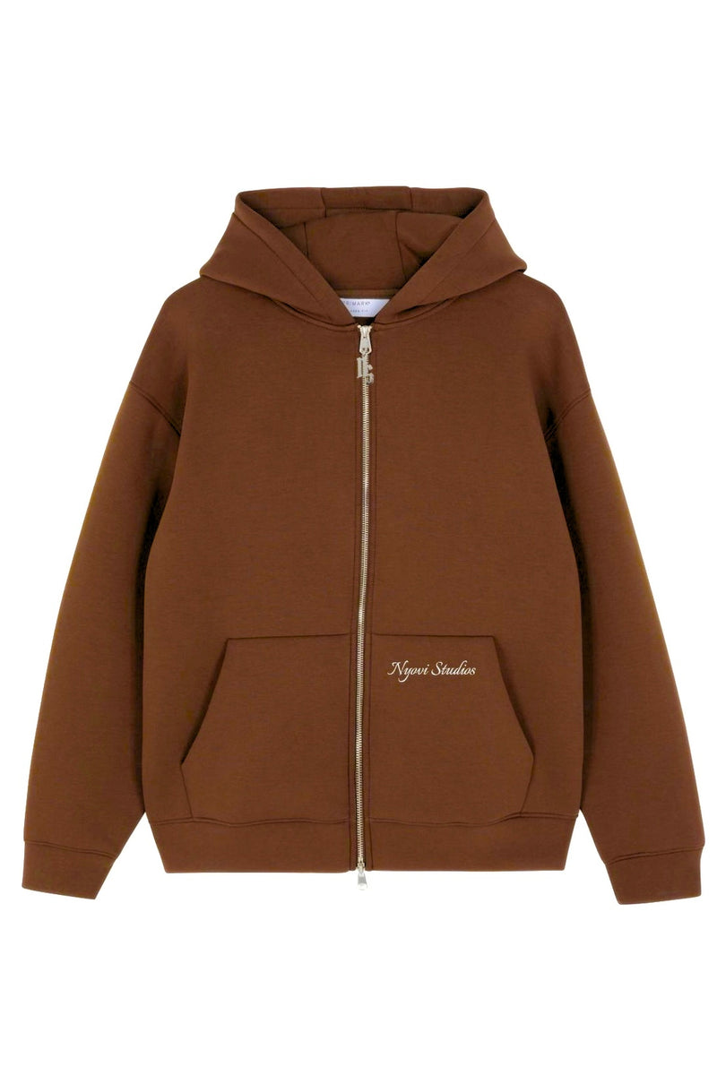 Brown Zip Hoodie - 500GSM