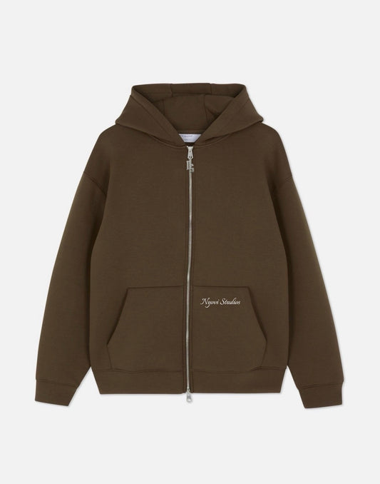 Brown 500GSM Zip Hoodie